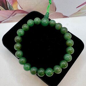 Nephrite Jade Bead Stretch Bracelet
